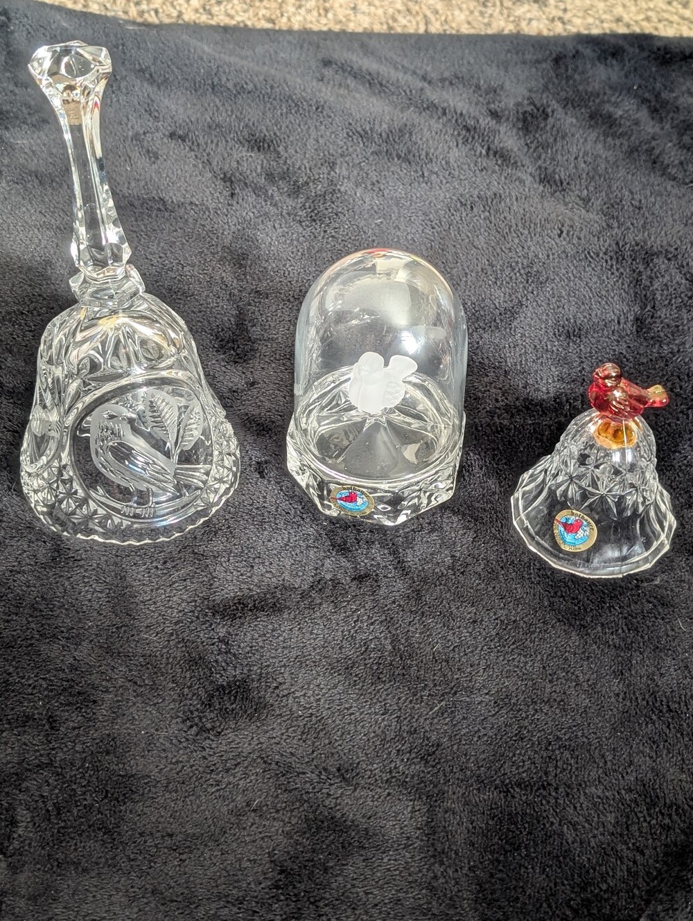 2 Bells And Bird Cloche Hofbauer Crystal Byrdes